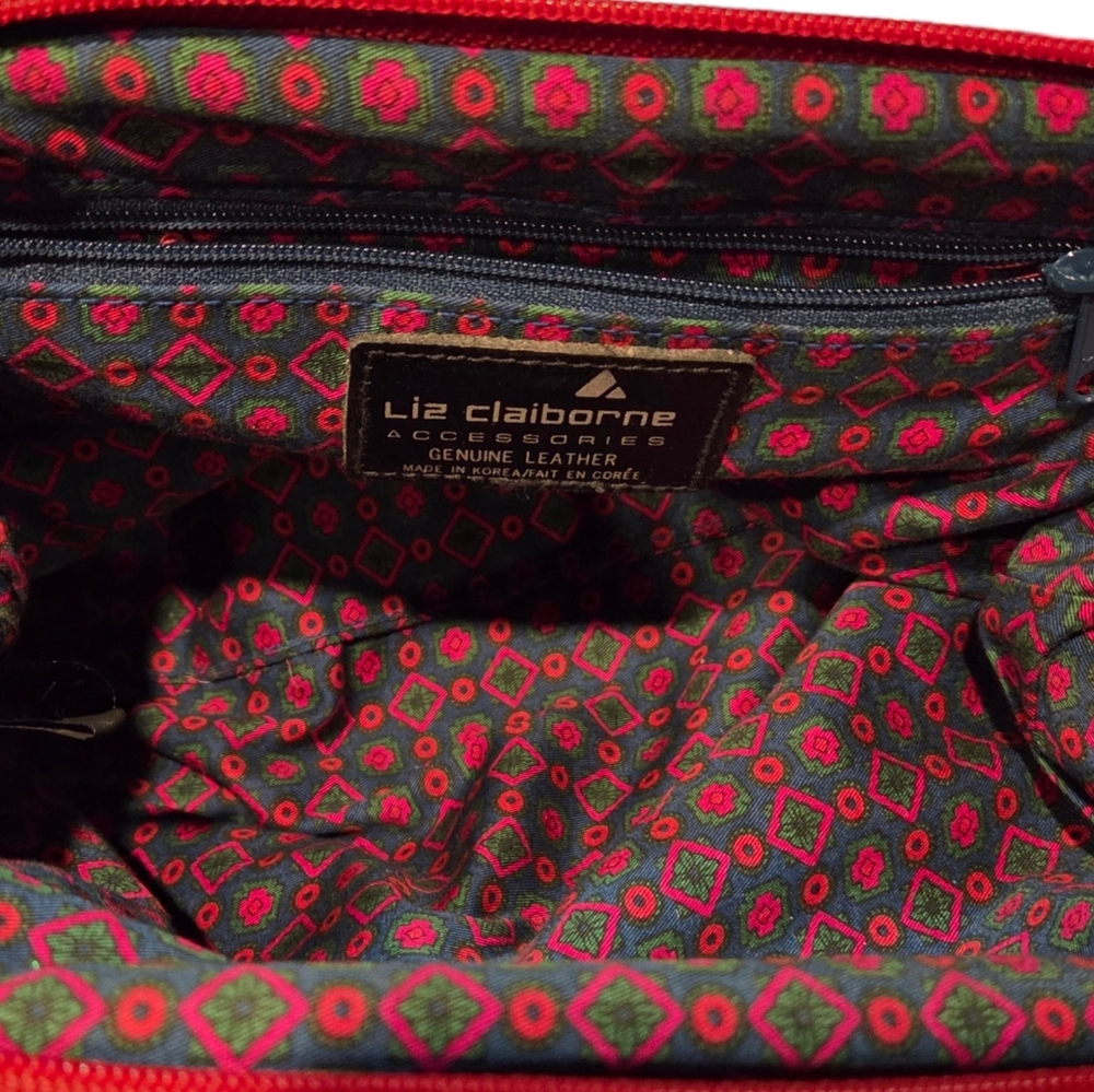 Liz Claiborne Vintage 90's Classic Genuine Leather Shoulder Bag Red Chain Strap - Picture 10 of 16
